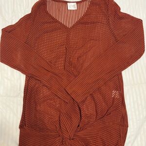 Rust V-Neck Knit Sweater